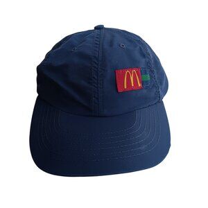 Vintage McDonalds Employee Cap Work Navy Blue Adjustable Cap Terry Uniform USA